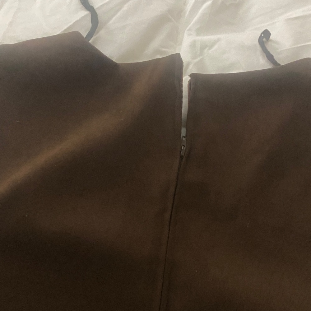 Asymmetrical suede like brown Dress - Picture 5 of 8
